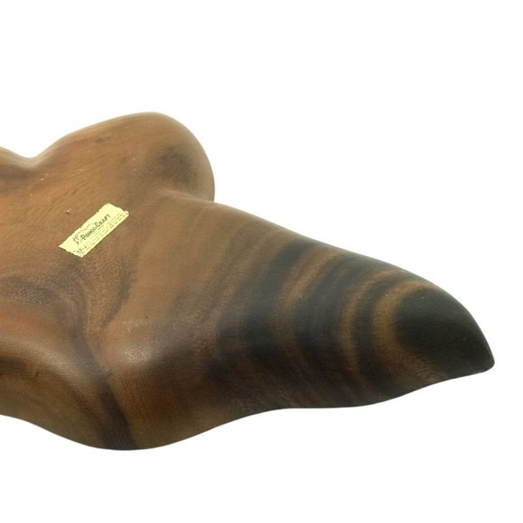 Vintage Monkeypod Wood Bowl Leaf Shape Divided Serving Trays Nuts Candy - Picture 9 of 12